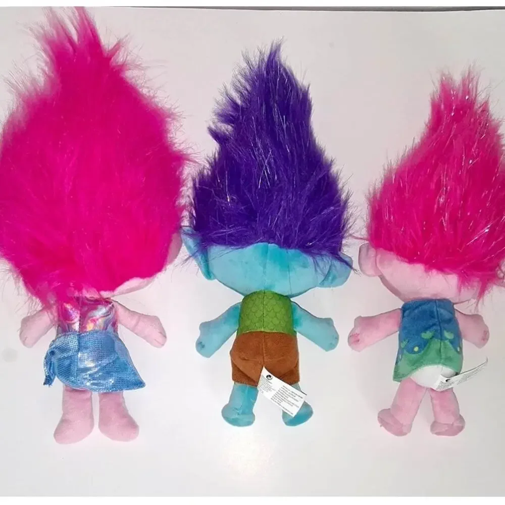 DreamWorks Trolls World Tour Plush Lot of 3 - Queen Poppy & Branch Stuffed Dolls